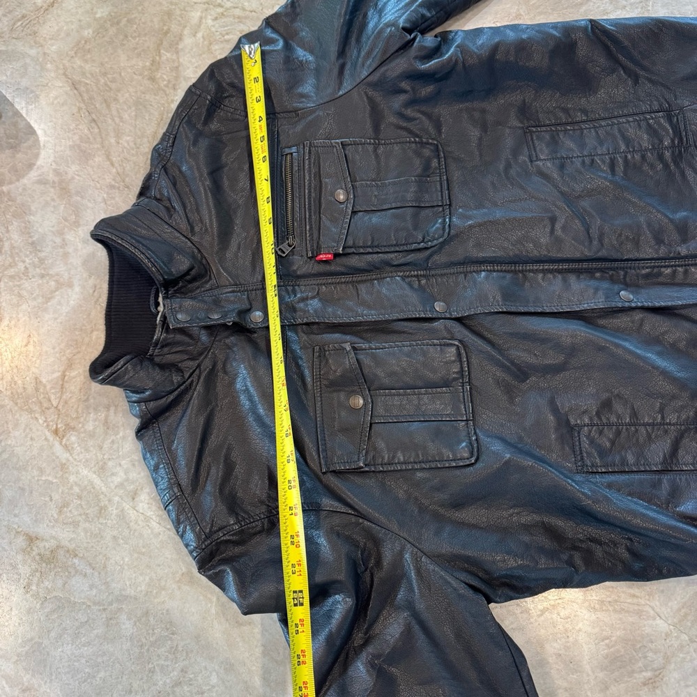 Levi's Dark Leather Bomber Jacket - Picture 8 of 11